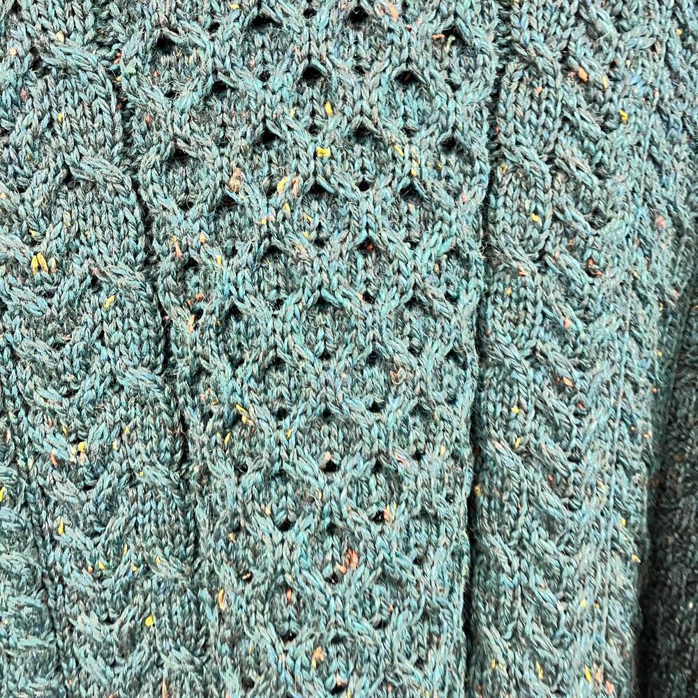 Vintage Connemara Men's XXL crewneck cable knit fisherman sweater dark green - Picture 3 of 5